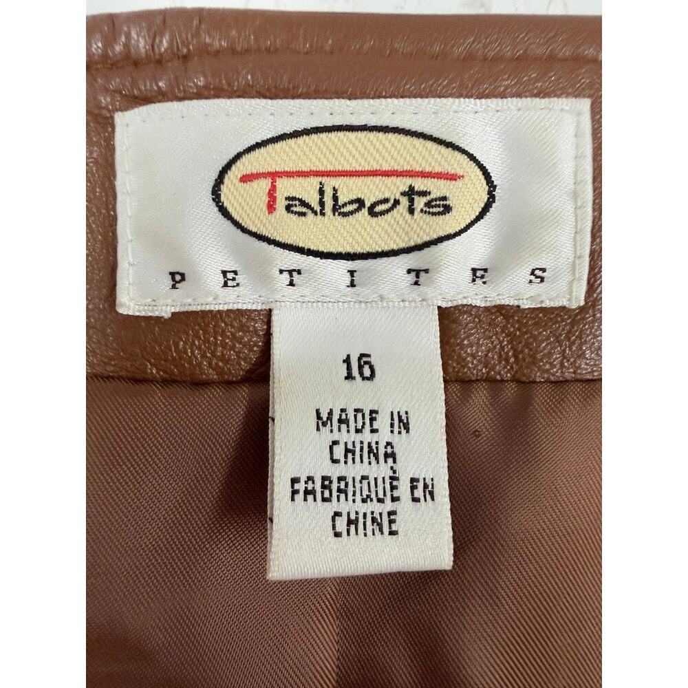 Talbots Petites Brown Leather Jacket Button Front Size 16P - Picture 5 of 6
